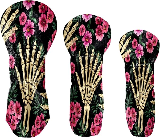 Funny Butterfly Colorful Golf Head Covers for Driver, Fairway, Hybrid & 3 Wood Premium PU Leather with Soft Velvet Lining Waterproof & Scratch-Resistant Unique Golf Gift for Men & Women