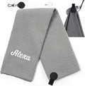 Personalized Golf Towel Custom Golf Towels for Golf Bags with Embroidery Initial Name Magnetic Golf Towel Microfiber Golf Towels with Clip Gifts for Golfers Men Women 16"x 24" (Gray)