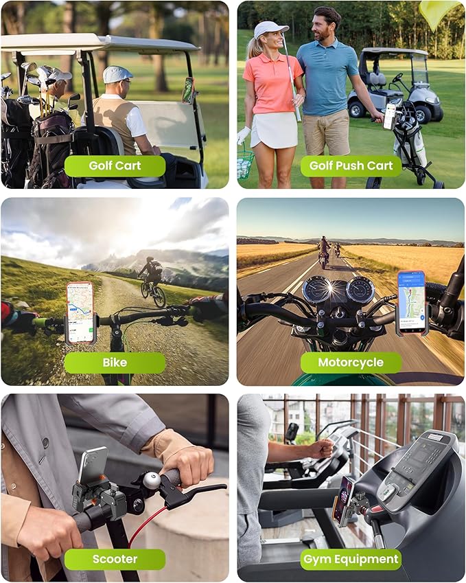 Golf Cart Phone Holder Mount - 3s Phone Clip Install, 1s Lock & Release，Phone Caddy for iPhone Galaxy & More Fits Yamaha Club Car EZGO Icon, Golf Cart Accessories Essentials Gift for Men Women