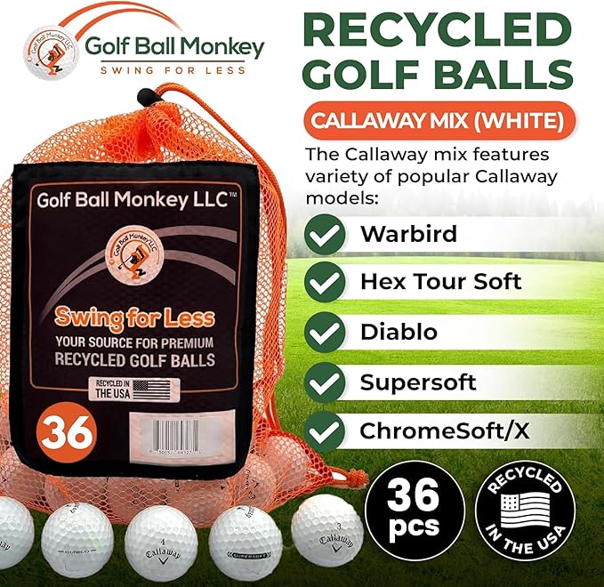 Golf Ball Monkey Cheap Recycled for Callaway Golf Balls Mix for Callaway Supersoft Golfballs, Superfast, Superhot, Warbirds, Diablo, Hex Tour Soft & More