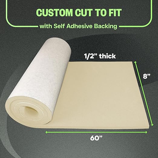 XCEL Marine Foam Roll with Self Adhesive – Beige, 60" x 8" x 1/2" Closed Cell Foam Rubber Water Resistant Padding Sheet – Home, Marine, Garage, Automotive, Crafts & Cosplay (Beige, 60" x 8" x 1/2")