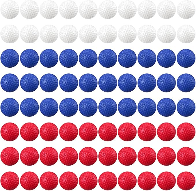 Junkin 80 Pcs Foam Golf Balls Rubber Practice Balls Realistic Feel and Flight Sport Training for Indoor or Outdoor Backyard Golf Training