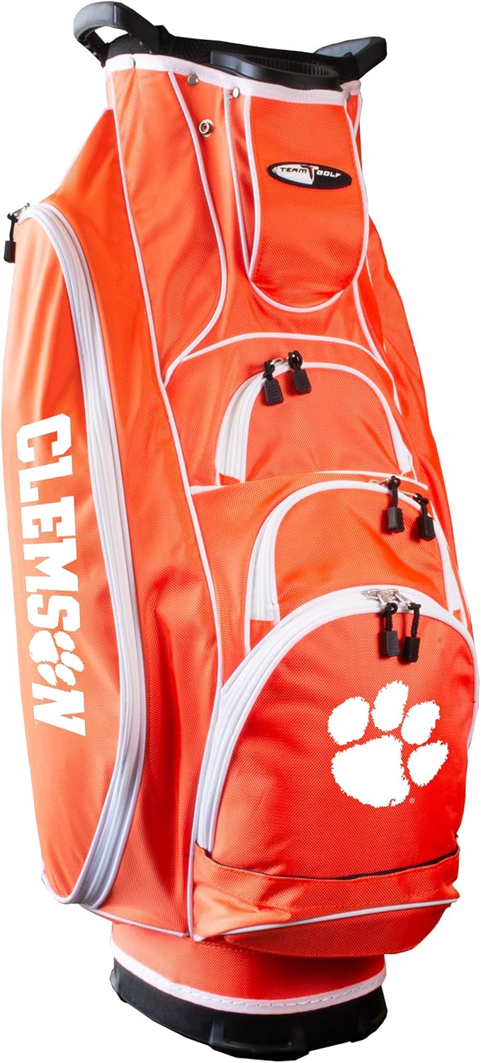 Team Golf NCAA Clemson Albatross Golf Bag Lightweight, 10-Way Club Divider, Spring Action Stand, Insulated Cooler Pocket, Velcro Glove and Umbrella Holder & Lift Assist Handles