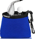 Golf Club and Golf Ball Cleaning Bag - Cleans Club Grooves, Waterproof Clean Face Tech, Detachable Clip, Machine Washable, Stay-Dry Exterior,Golfer Gifts for Men (1, BLUE)