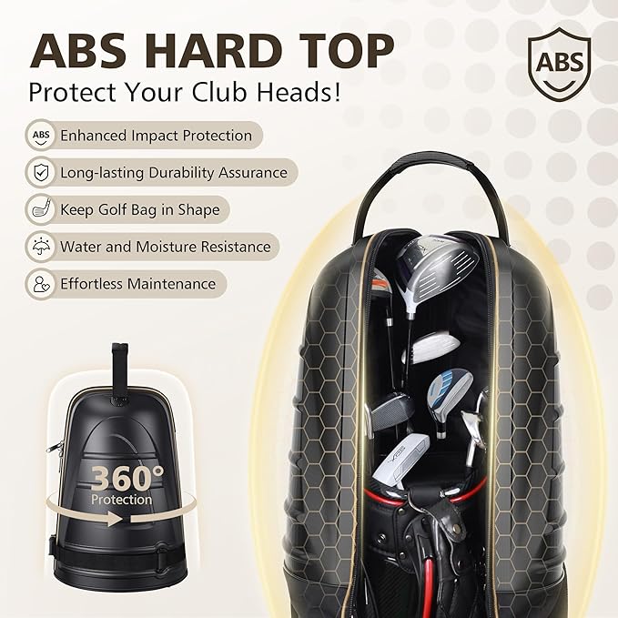 Golf Travel Bags for Airlines with Wheels, Hard Case Top and 1680D Heavy Duty Oxford Protect Golf Clubs, Lightweight and Easy to Maneuver