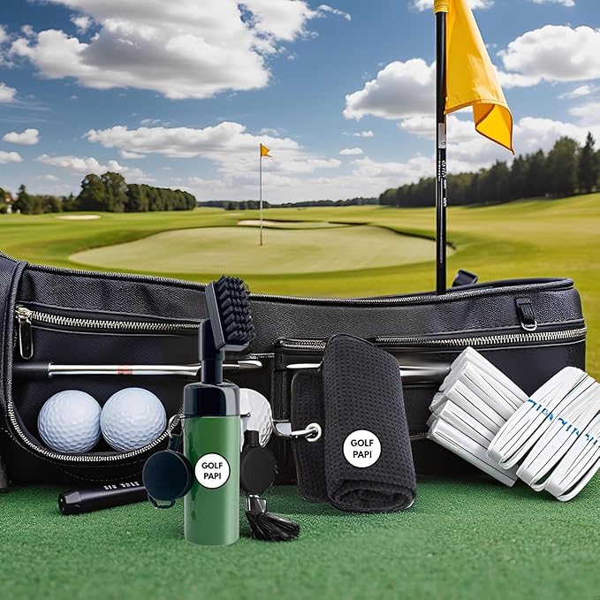 Golf Club Cleaner Brush Kit – Golf Club Cleaning Accessories Include Spray Bottles, Towels, Brush Covers & Retractable Clips – Must-Have Golf Gifts for Clean Shots (1 & 2 Pack)