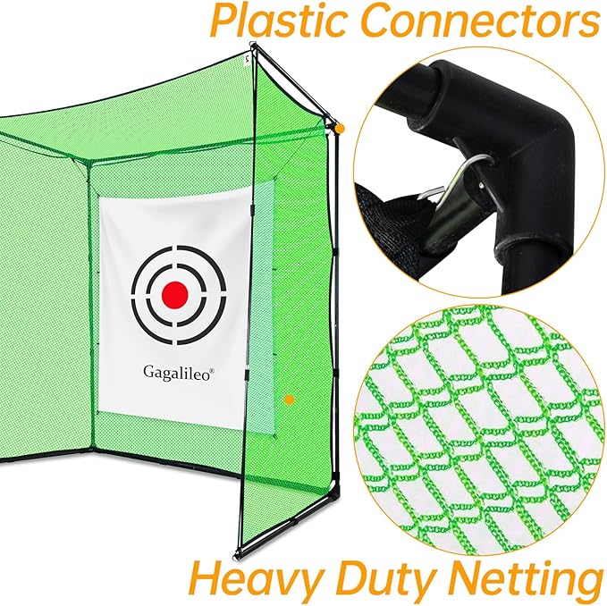 Gagalileo Golf Cage Net: Alloy Steel Frame 7.7X7.7X4.6FT Heavy Duty Practice Accuracy with Target for Backyard Driving Indoor Driving Range Outdoor Training Without Bottom
