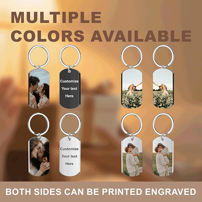 Custom Keychains with Picture Personalized Photo Logo Text Customized Key Chain for Boyfriend Dad Men Women Gifts
