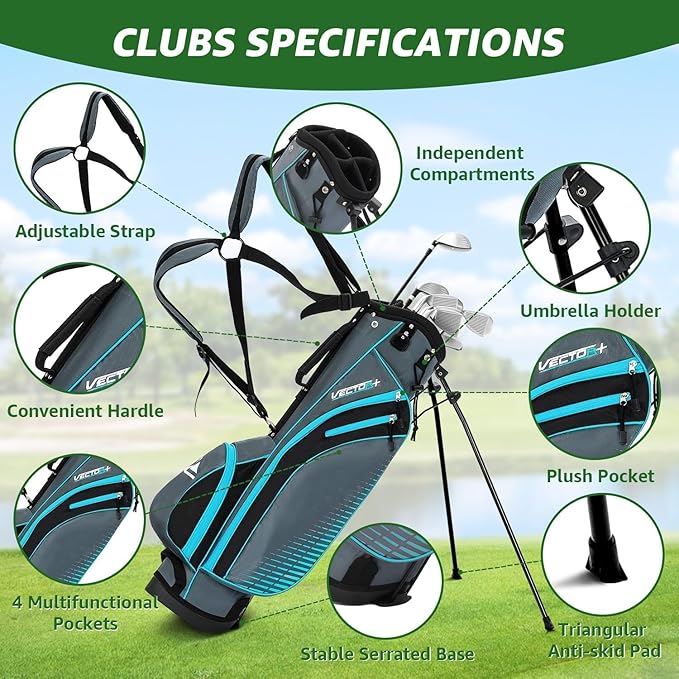 8 Pieces Complete Golf Club Set for Men Left or Right Handed – Mens Golf Clubs Full Set with Fairway Wood, Hybrid, Irons, Putter & Lightweight Bag – Beginner Friendly, Best Value, Distance & Accuracy