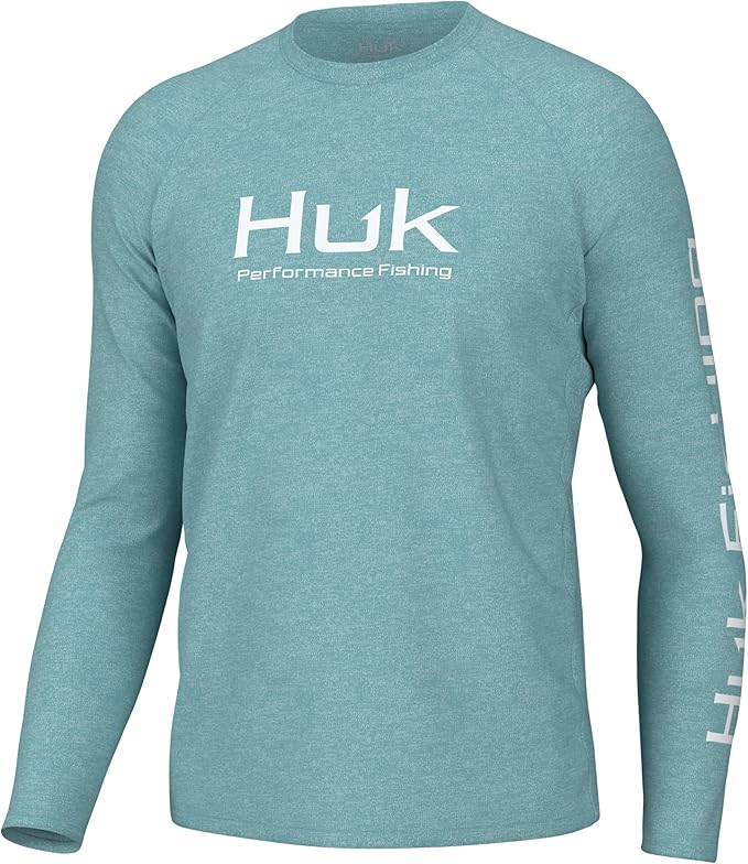 HUK Mens Pursuit Heather Long Sleeve Shirt, Fishing Shirt for Men