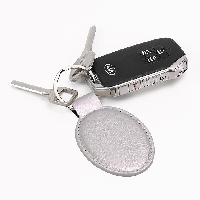 LaserGram Oval Keychain, Palm Trees, Personalized Engraving Included (Silver)