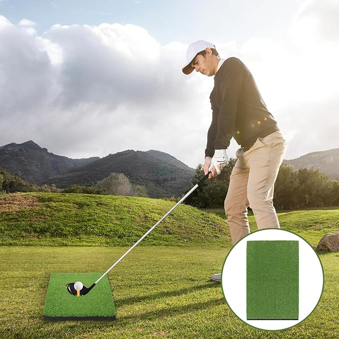 Golf Hitting Mat 24" x 16" Thickened Golf Mats for Chipping and Driving, Golfs Practice Swing Mat Turf Mats for Indoors & Outdoors