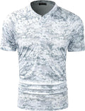 TAPULCO Mens Collarless Golf Shirts Short Sleeve Dry Fit Stretch Casual Breathable Lightweight Tshirts