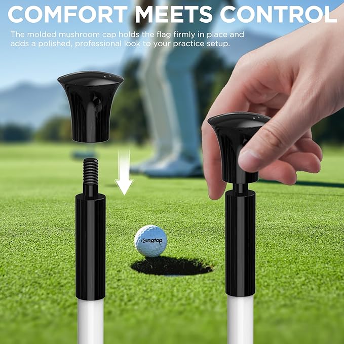 KINGTOP Golf Flagstick - Portable Design, Practice Putting Green Flag Stick for Yard, Club - Golf Pole Pin Flagpole, 3FT or 6FT Heights Available