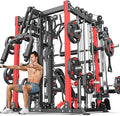 Smith Machine，Multi-Function Squat Rack Power Cage with Cable Crossover System,with Optional Weight Bench, Olympic Barbell Weight Set, for Home Gym