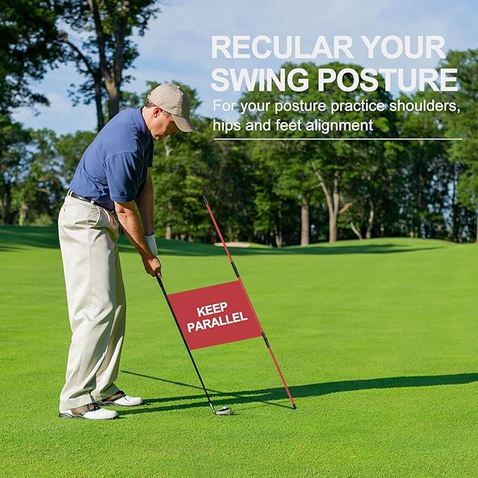 Golf Alignment Sticks 2 Pack,Golf Alignment Rods Upgraded 48" Collapsible Golf Practice Sticks Golf Training Aid for Aiming,Putting,Golf Training Sticks with Clear Tube Case