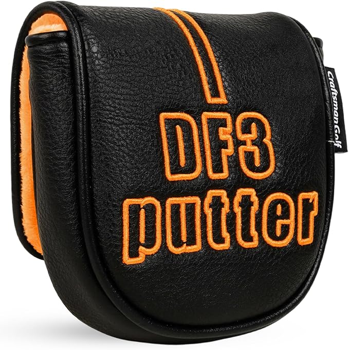 Craftsman Golf Leather Black Mallet Putter Headcover Head Cover Protector Case for LAB DF3 Center Shaft Putters Magnetic Closure