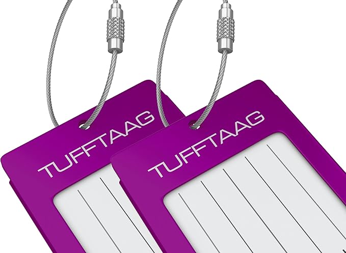 Luggage Tags Business Card Holder by TUFFTAAG - Durable Travel ID Bag Tag in Multiple Color Options, Perfect for Suitcases, Backpacks, and Carry-Ons, Easy Identification, Secure and Stylish