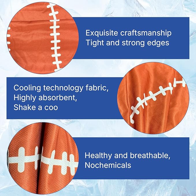 OPSO Football Cooling Towel Set, 40 x 12 inches, 12 Pack, Microfiber Sports Towels for Baseball, Soccer, Golf LCE Towel Microfiber Sports Towels for Player (Football 2)