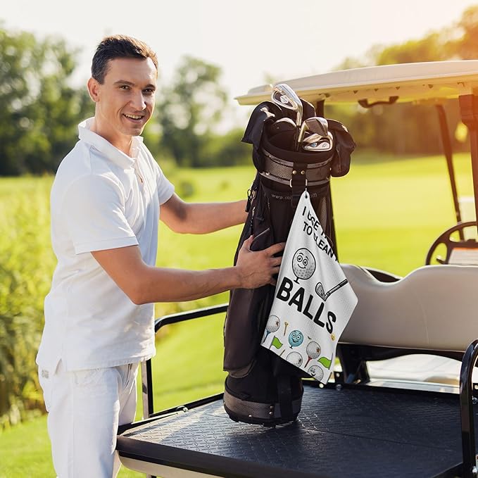 Funny Golf Towel with Carabiner Clip 24"x16" Cute Fun Golf Towels for Golf Bags Microfiber Waffle Golfs Rag for Disc Balls Clubs Golfs Accessories for Men Women Dad Husband