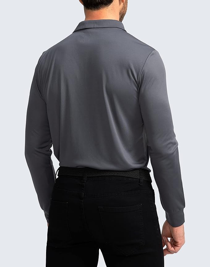 Men's Polo Shirt Long Sleeve Golf Shirts Lightweight UPF 50+ Sun Protection Cool Shirts for Men Work Fishing Outdoor