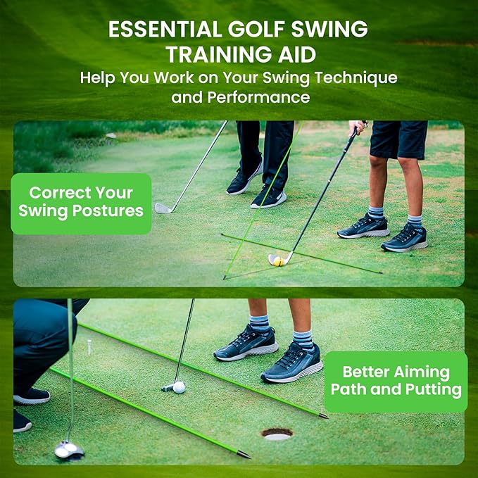 FINGER TEN Golf Alignment Sticks Rods Swing Trainer Tools 48 Inch 2 Or 3 Pack, Fits in Golf Bag Tour Stickers Practice Training Aid
