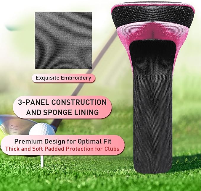 FINGER TEN Golf Club Head Covers for Woods Driver Fairway Hybrid Value 3/5 Pack, Long Headcover Interchangeable Accessories for Ultimate Club Protection