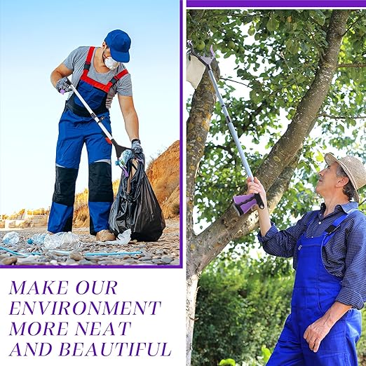 Ctosree 8 Pack 32" Trash Grabber Reacher Tool for Elderly, Foldable Litter Picker Upper, Lightweight Trash Pick up Stick, Long Handy Mobility Aids for Home Garden Arm Extension(Purple)