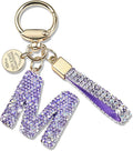 Pink Blue White Initial Letter Keychain Gift for Women Girls Bling Sparkly Cute Backpack Car Key Accessories Lanyard