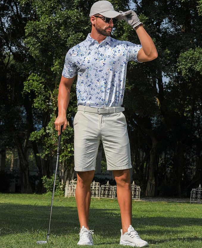 zeetoo Men's Polo Shirts Hawaiian Golf Polos Shirts Short Sleeve Performance Moisture Wicking Mens Golf Shirts