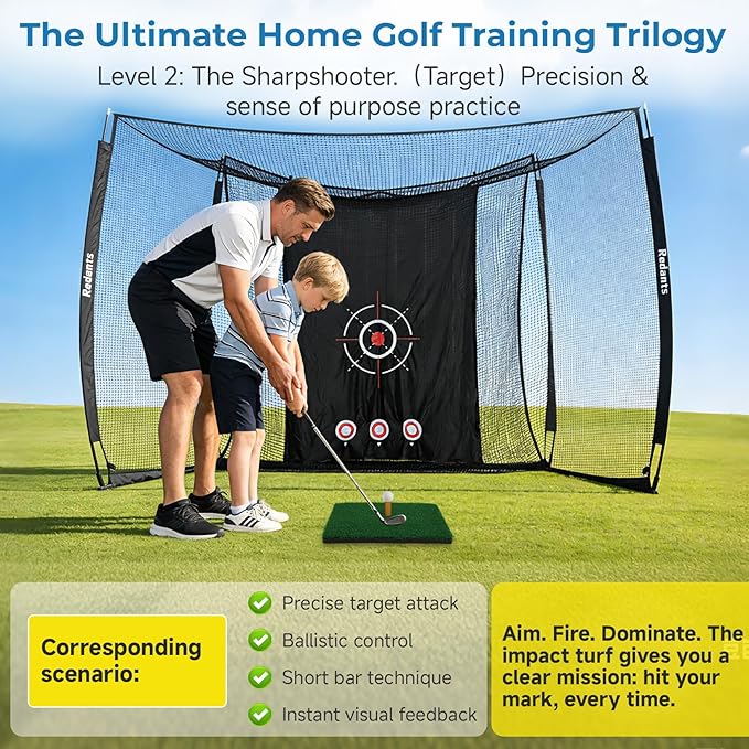 10x8 ft Golf Practice Hitting Net Cage Enclosure - Heavy-Duty Construction for Long-Lasting Practice, Impact Screen, Blank Simulator Screen, or Classic Net for Indoor/Outdoor Backyard Practice