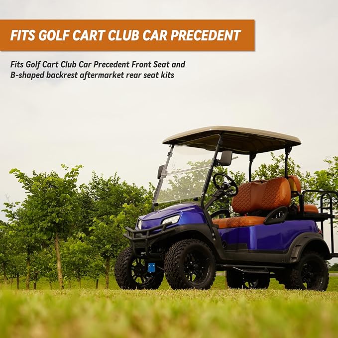 Golf Cart Front and Rear Seat Covers Waterproof and Sun Resistant Marine Grade Vinyl Leather Seat Cover Accessories for Club Car Precedent 2004+, Brown(4PCS)