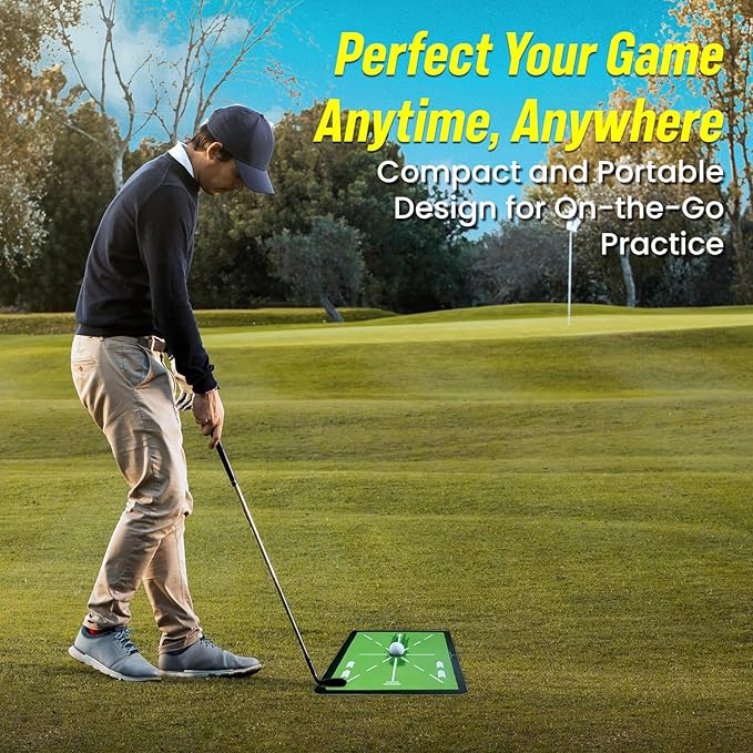 Swing Mat Trainer - Golf Strike Mat & Divot Board with Velvet Cushion, Shock Absorption & Non-Slip Rubber Base - Golf Practice Mats for Swing Detection, Precision Path Feedback, 11.8"x15.7"