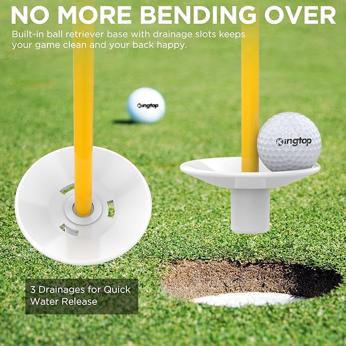 KINGTOP Golf Flagstick - Portable Design, Practice Putting Green Flag Stick for Yard, Club - Golf Pole Pin Flagpole, 3FT or 6FT Heights Available