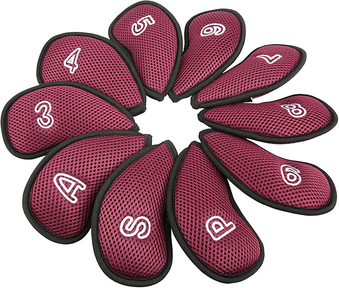 10Pcs/Pack New Meshy Golf Iron Covers Set Golf Club Head Cover Fit Most Irons