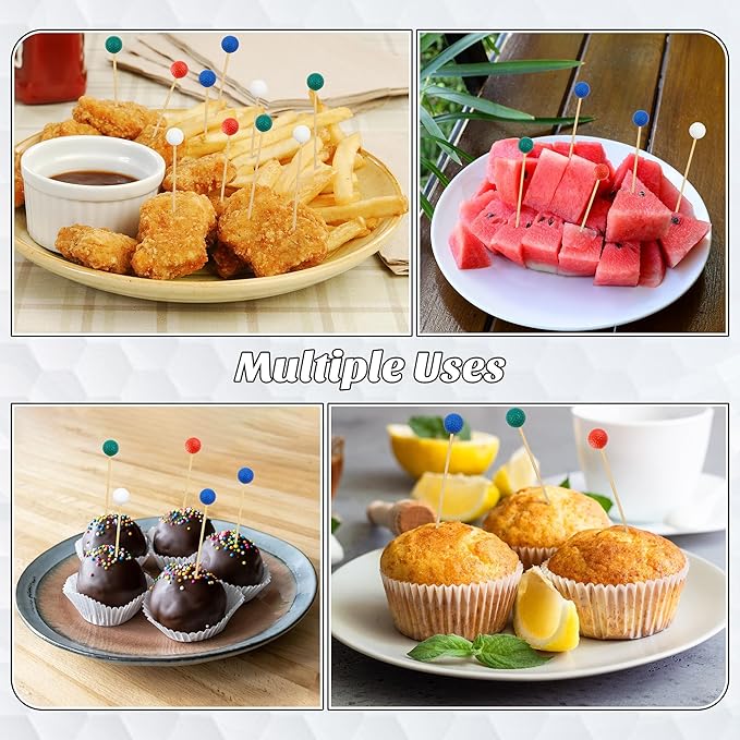 Aodaer 100 Pieces Golf Toothpicks 4.72 Inch Golf Skewers Golf Cocktail Picks Golf Fruit Picks Decorative Toothpicks for Appetizers Cocktail Garnish Sports Party Supplies, Multicolor