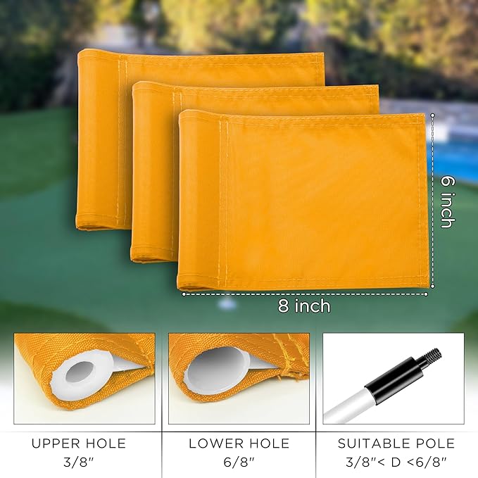 KINGTOP Solid Golf Flag All 8x6 Inch - 420D Nylon, Tube Inserted - Mini Putting Green Flags for Backyard Practice