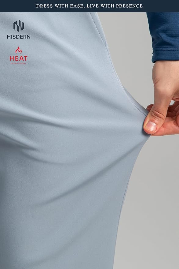 HISDERN Heat 701 Men's Thermal Golf Pants Stretch Fleece 30"/32" No Iron Comfy for Winter Business Casual with Pocket