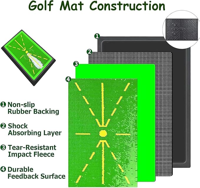 Golf Training Mat 12”*17“with Instant Swing Feedback & Durable - Portable Practice Mat for Indoor/Outdoor Use, Ideal for Golfers of All Levels, for Men Women
