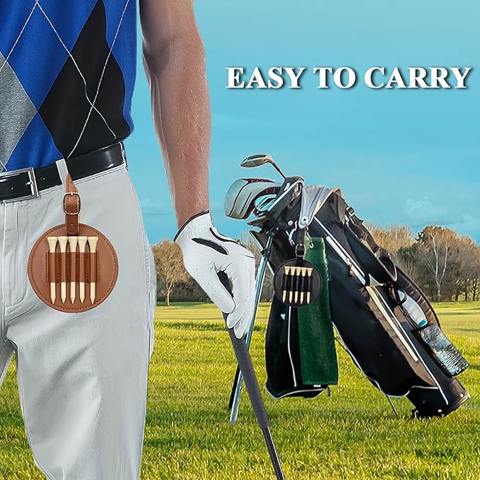 Custom Leather Golf Tee Holder Personalized Golf Bag Tag Customized Golf Accessories for Bag Present for Dad Grandpa Uncle