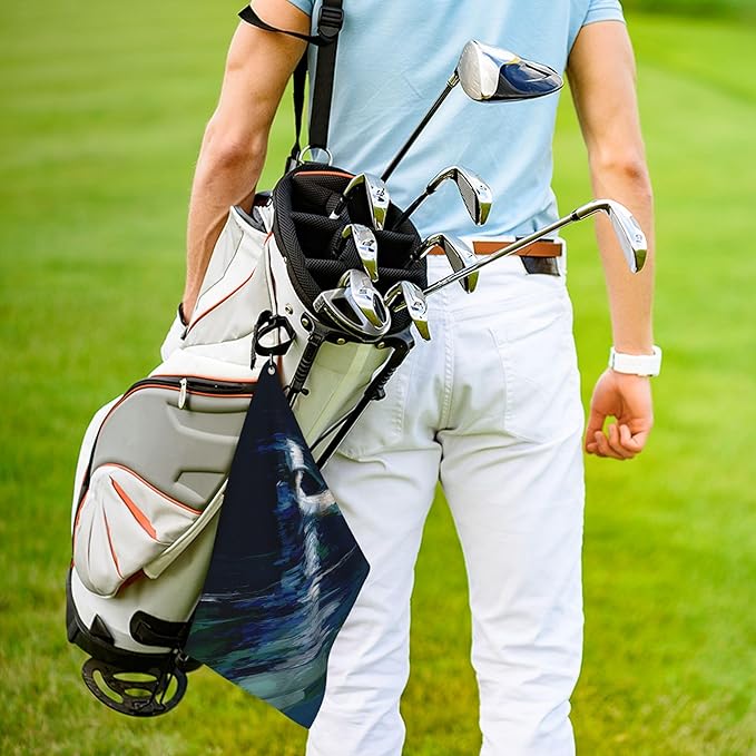 Funny Golf Towel with Carabiner Clip 24"x16" Navy Blue Black Golf Towels for Golf Bags Microfiber Waffle Golf Rag for Disc Balls Clubs Golfs Accessories for Men Women Dad