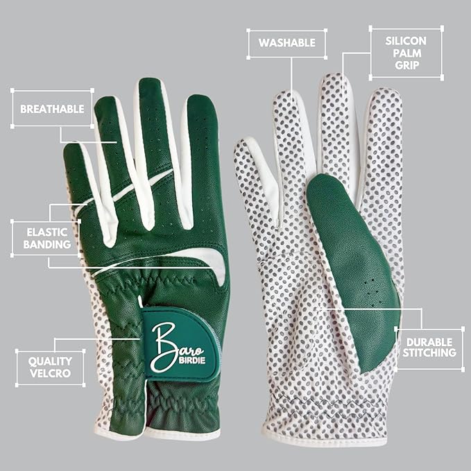 Golf Gloves Both Hands Women's 1 Pair Lightweight Non-Slip Silicone Extra Grip All Weather Girls Ladies Sports Tennis