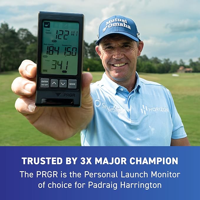 PRGR HS 130-A Portable Golf Launch Monitor | Doppler Radar Measures Club & Ball Speed, Smash Factor, Total & Carry Distance | Tracks Swing Speed Training Aids