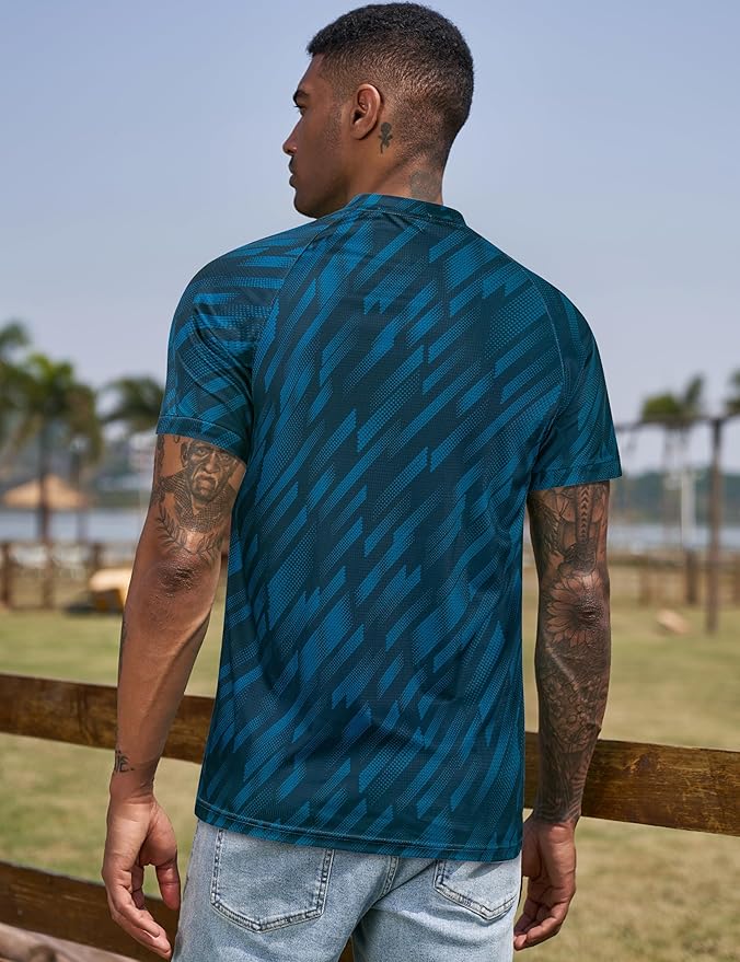 TAPULCO Mens Collarless Golf Shirts Short Sleeve Dry Fit Stretch Casual Breathable Lightweight Tshirts