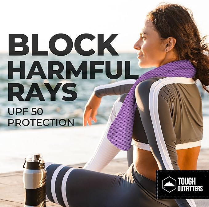 Tough Outdoors Cooling Towels for Neck Face - Neck Cooling Towel for Hot Weather Yoga Sports Golf Sweat - Instant Cold Towel