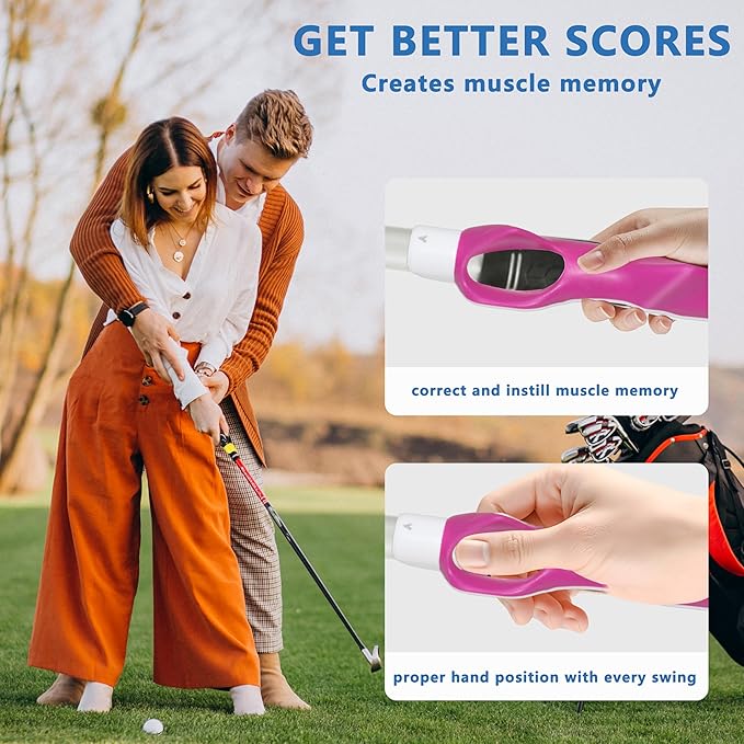 Golf Grip Trainer,Golf Club Grip Trainer Right Hand,Golf Grip Swing Training Aid for Golfer Proper Hand Position,Attaches to Most Golf Handles