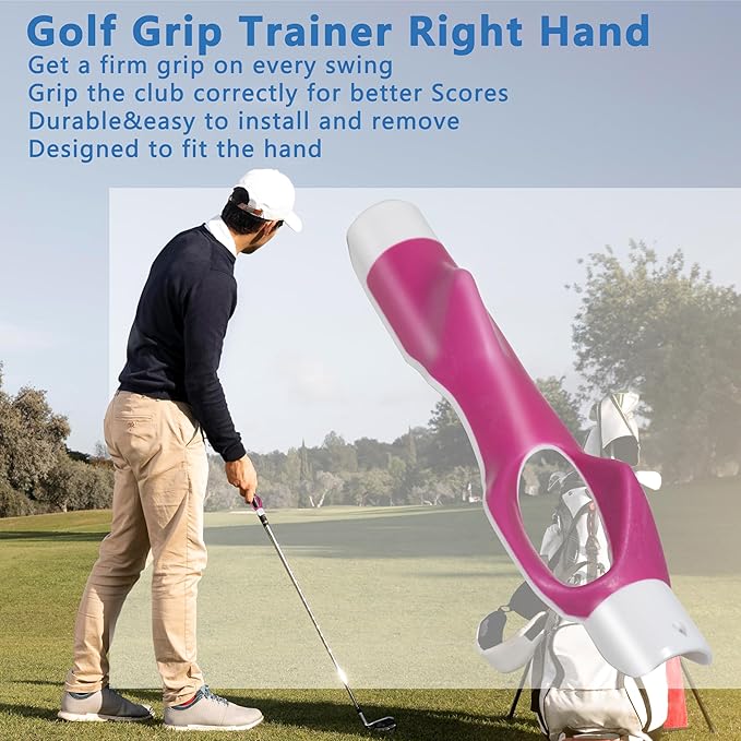 Golf Grip Trainer,Golf Club Grip Trainer Right Hand,Golf Grip Swing Training Aid for Golfer Proper Hand Position,Attaches to Most Golf Handles