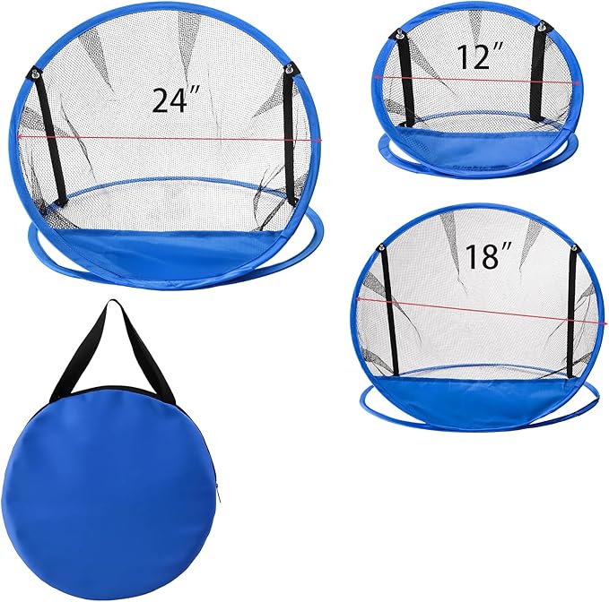 Jucoan Set of 3 Golf Chipping Net, 3 Sizes 12”, 18”, 24” Pop Up Golf Target Practice Net for Indoor Outdoor Backyard, Gift for Men, Father, Husband, Golfers