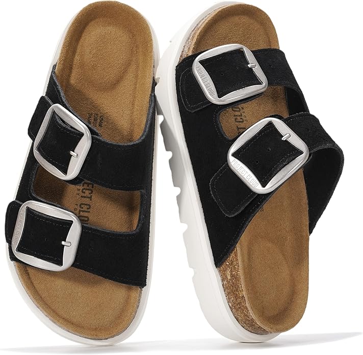 Project Cloud Genuine Leather Platform Sandals Women Footwear - Wedge Chunky Sandals Womens sandals with Memory Foam Insole and Cork Footbed (GREECECHUNKY)