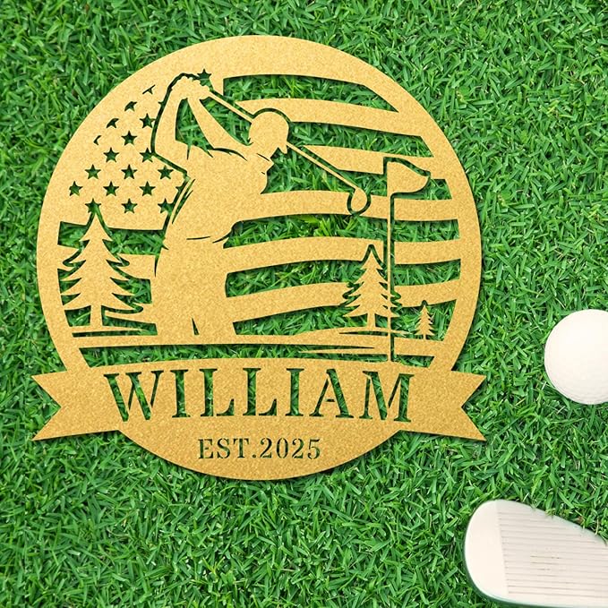 Personalized Golf Metal Wall Art, Vintage Golf Wall Decor, Custom Signs Outdoor Metal, 19th Hole Home Decor for Man Cave Garage Bar Club, Personalized Gifts for Men Dad Father